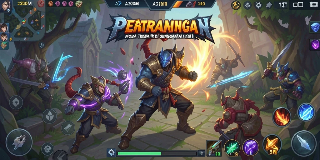 Screenshot gameplay A200M yang menampilkan pertarungan seru antar karakter.