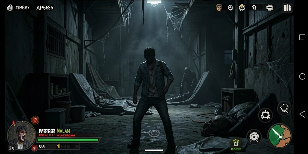 Screenshot menunjukkan suasana mencekam dalam gameplay Horror.