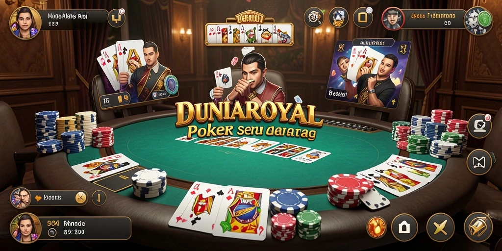 Gameplay DUNIAROYAL menunjukkan keseruan bermain poker online.
