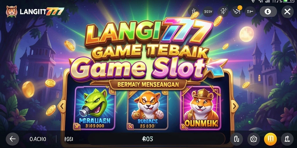 Tampilan gameplay menarik di LANGIT777 dengan berbagai simbol slot.