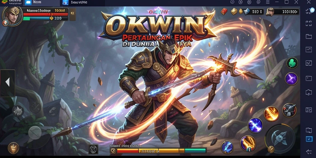 Tangkapan layar OKWIN menampilkan aksi pertarungan yang mendebarkan di arena.