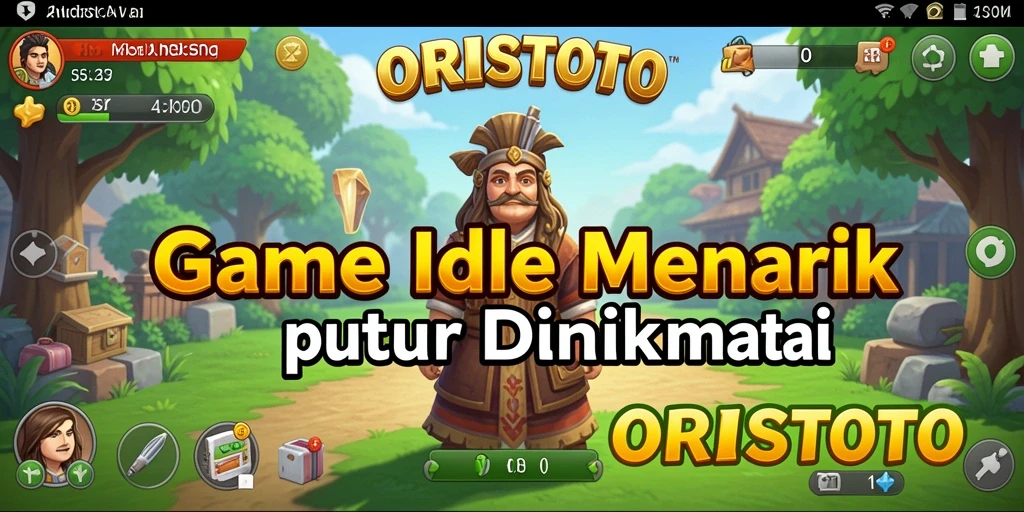 Tangkapan layar utama gameplay ORISTOTO menampilkan karakter bergerak otomatis dalam petualangan Idle.