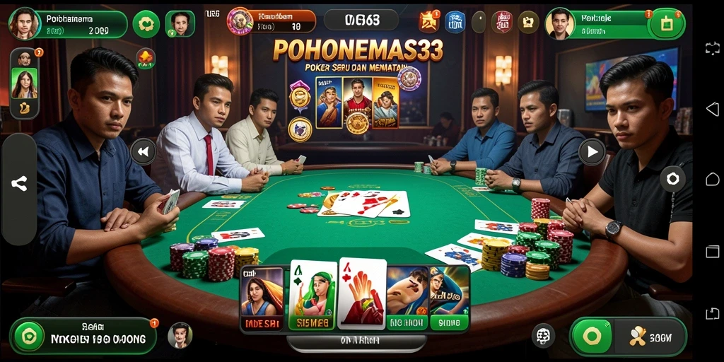 Screenshot utama POHONEMAS33 menampilkan aksi seru di meja Poker.