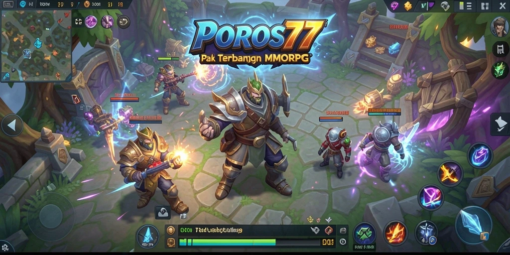 Tampilan gameplay POROS77 yang mendebarkan dalam pertarungan MMORPG.