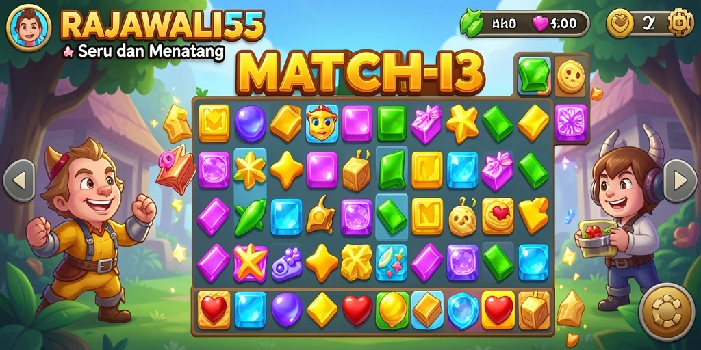 Gameplay menarik dalam RAJAWALI55 dengan kombinasi warna yang ceria.