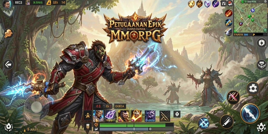 Screenshot gameplay RR33 menampilkan aksi pertarungan mendebarkan di dunia MMORPG.