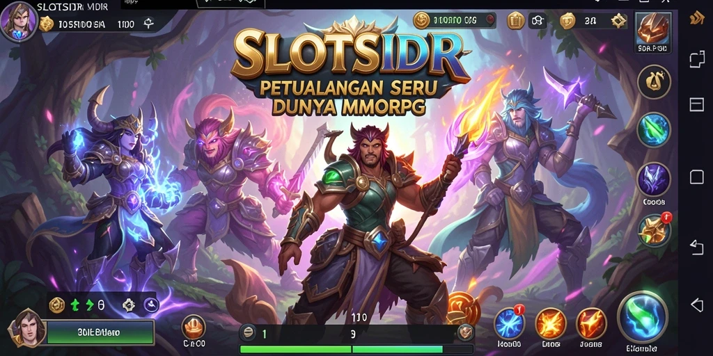 Screenshot utama SLOTSIDR menampilkan pertarungan epik di dunia MMORPG.