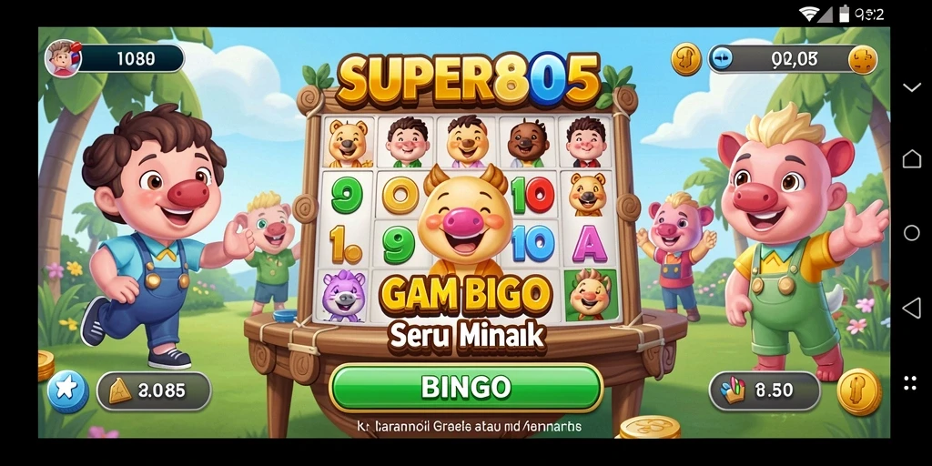 Menampilkan gameplay menarik dalam SUPER805 dengan suasana Bingo yang seru.