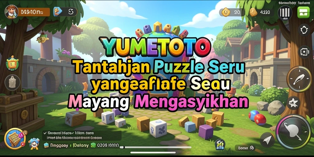 Tangkapan layar utama YUMETOTO menampilkan gameplay puzzle yang mendebarkan.