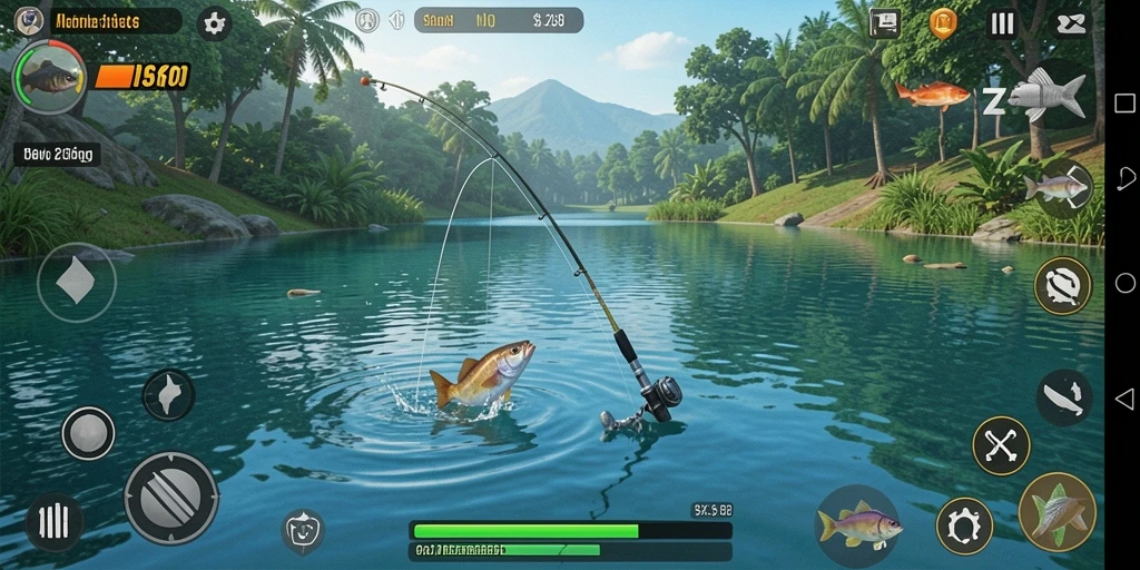 Tangkapan ikan besar dalam gameplay ZK6 yang menantang.